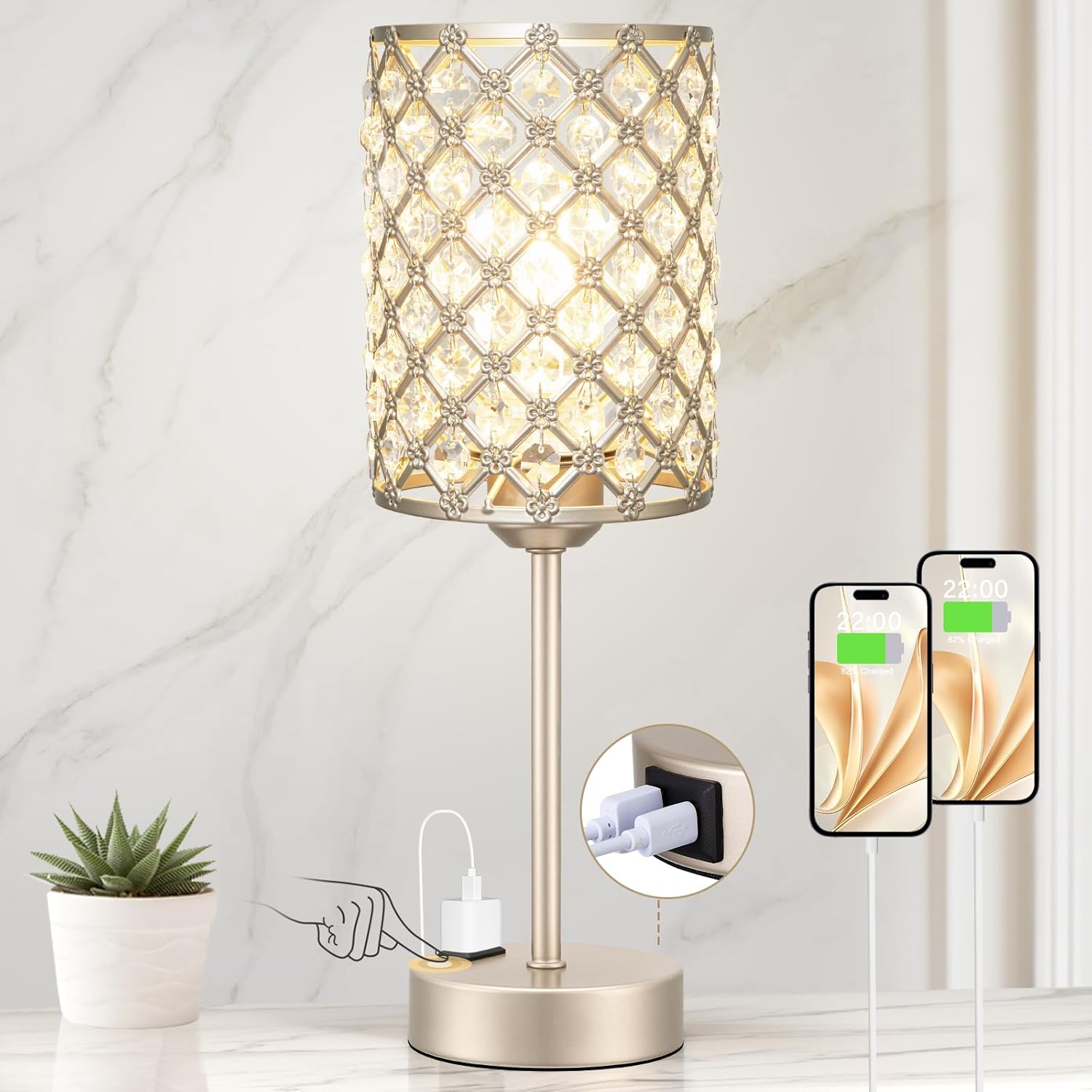 Dimmable Luxe Blue Desk Lamp — Champagne Gold