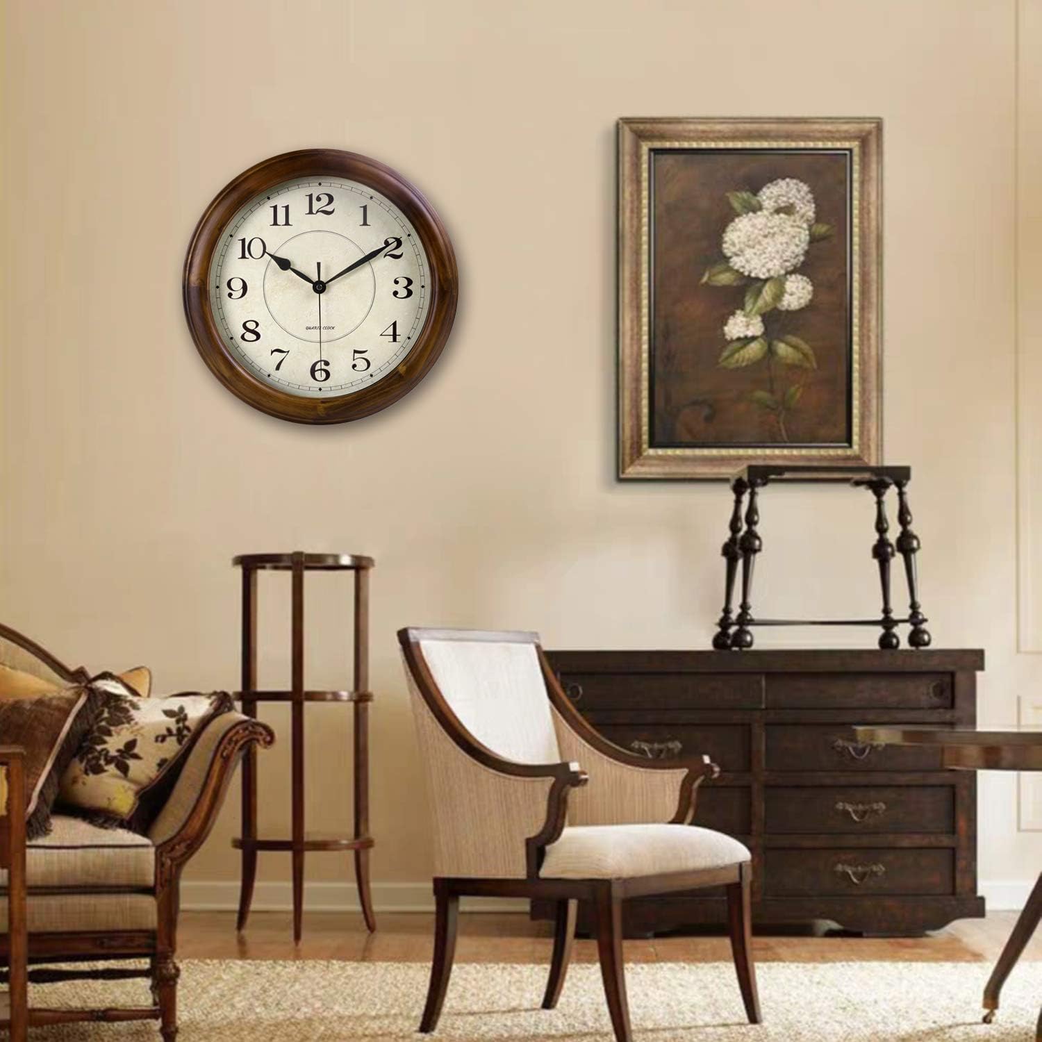 Battery Operated Mid-Century Wood Wall Clock — 14" - View 4