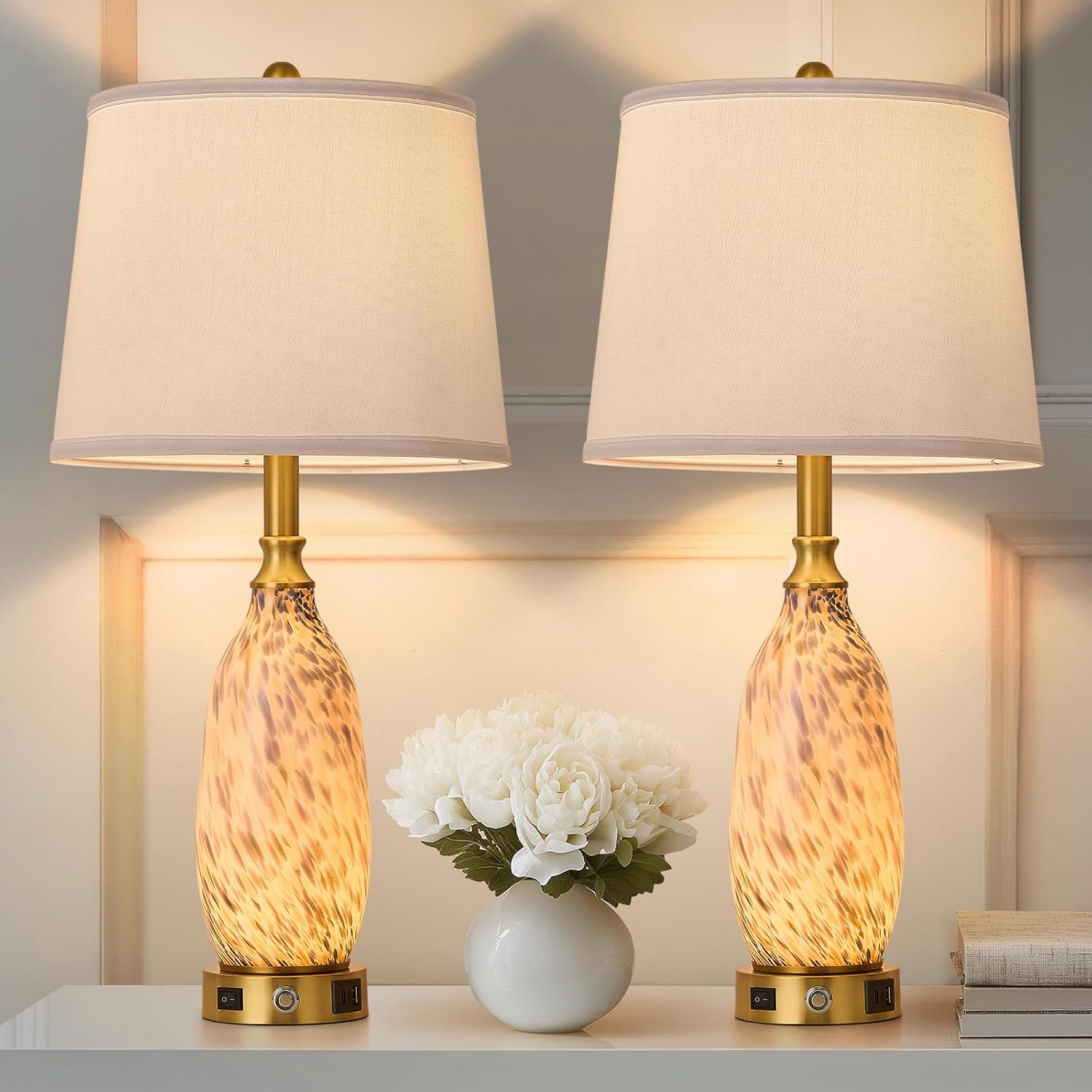 Dimmable Beige Desk Lamp — 29.5" — Dense blue and white