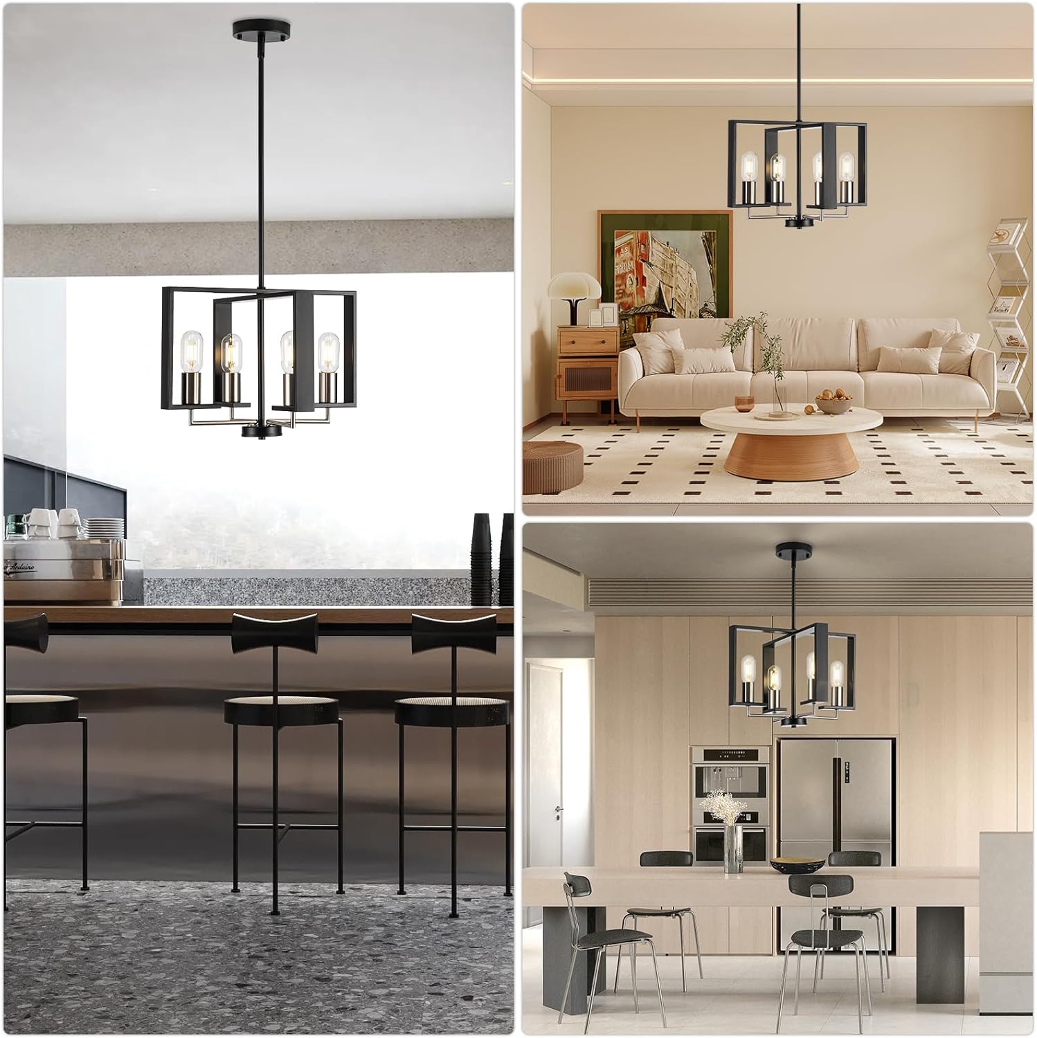 Adjustable Farmhouse Black Chandelier — 16.14" - View 6