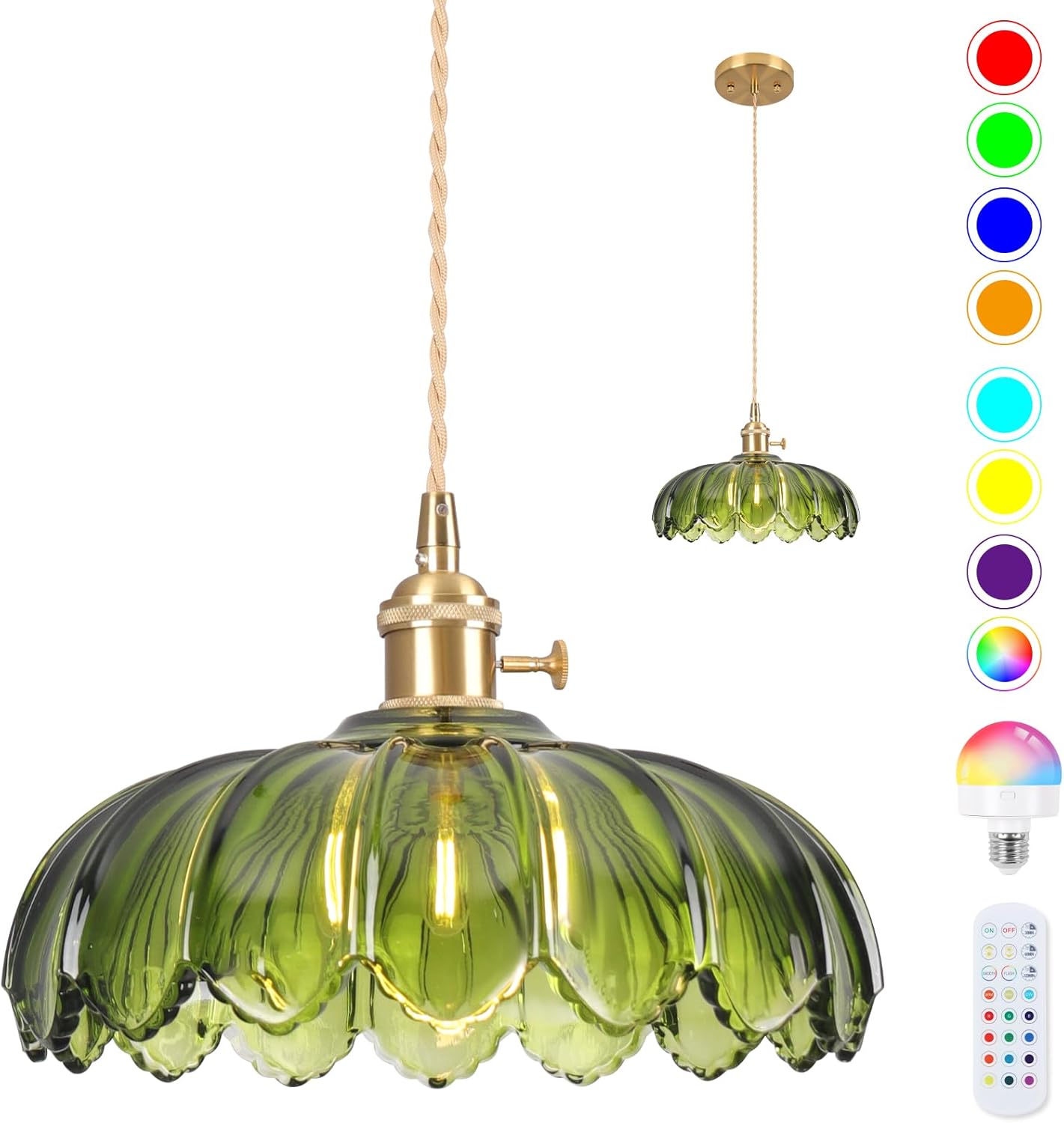 Blue Pendant Light — 11" — Peony Green