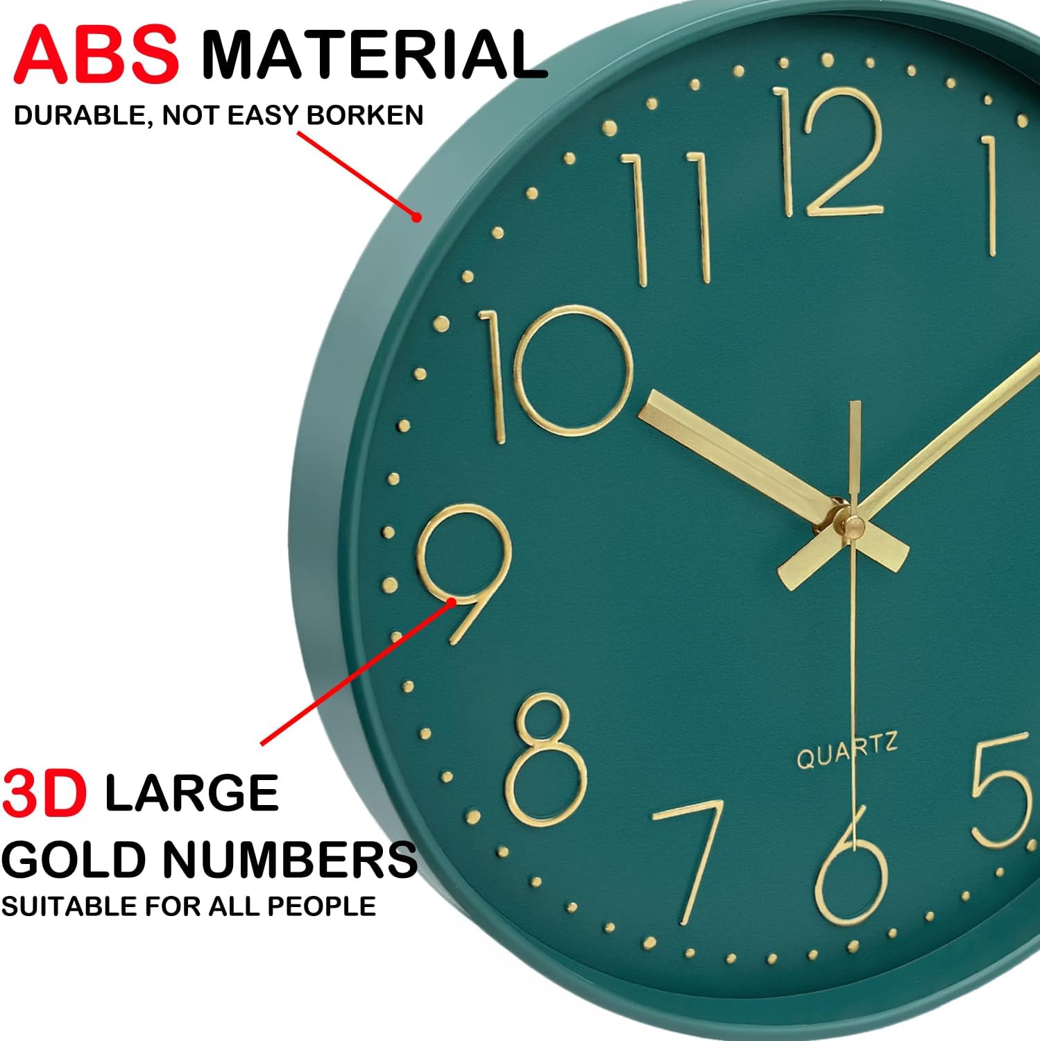 Battery Operated Modern Blue Wall Clock — 12" - View 7