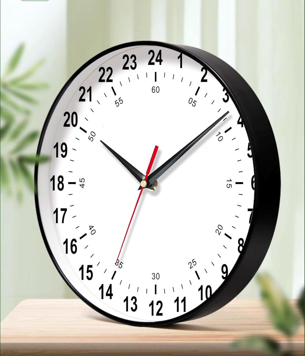 Round Modern Black Wall Clock — 12" - View 2
