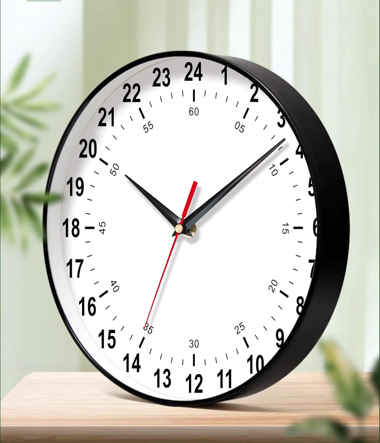 Round Modern Black Wall Clock — 12" - View 2