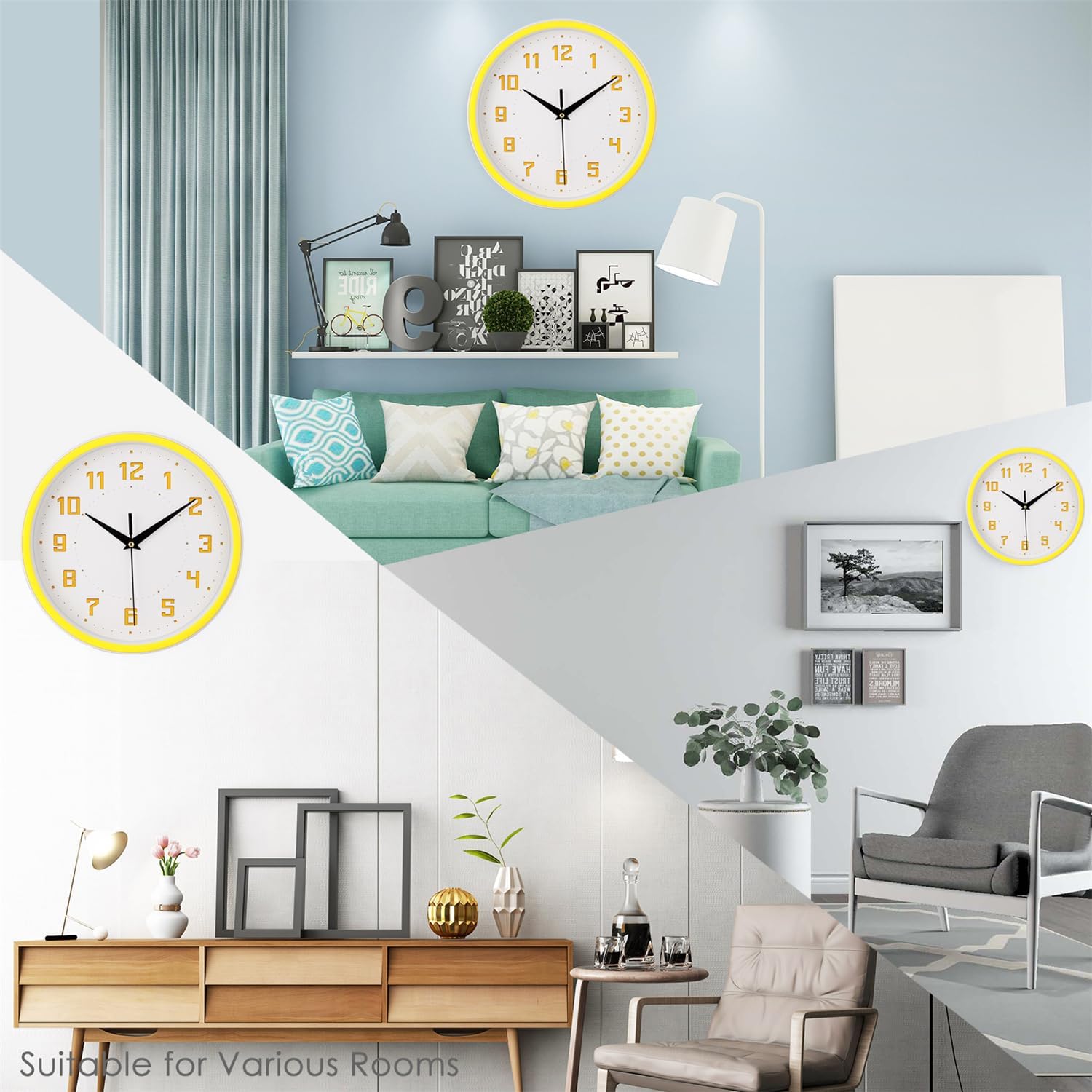 Round Modern Blue Wall Clock — 9" - View 6