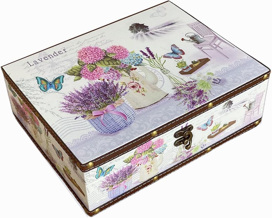 Vintage Green Storage Basket — Lavender, Medium