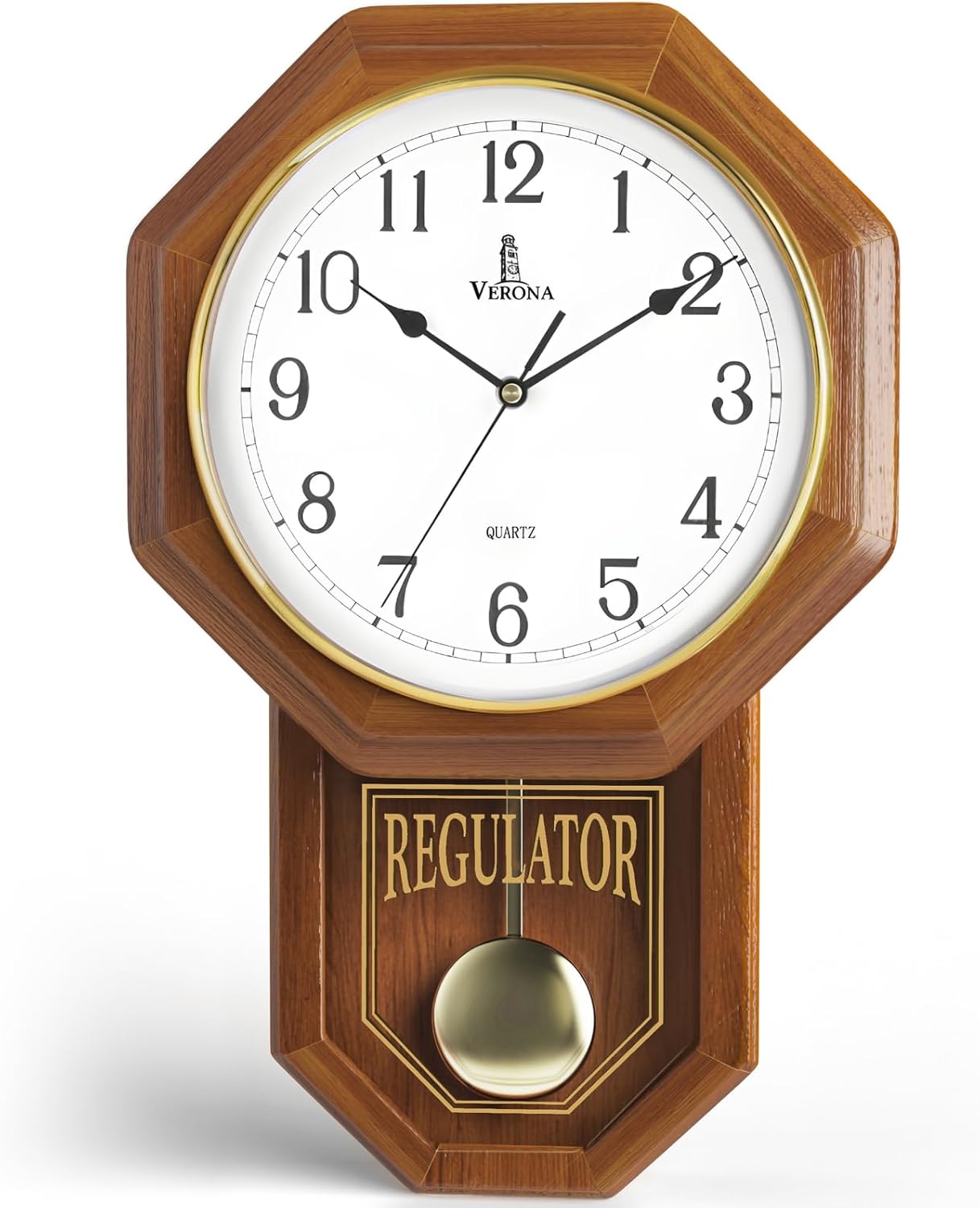 Battery Operated Brown Wall Decor — 18x11 — Light Wood With Arabic Numerals