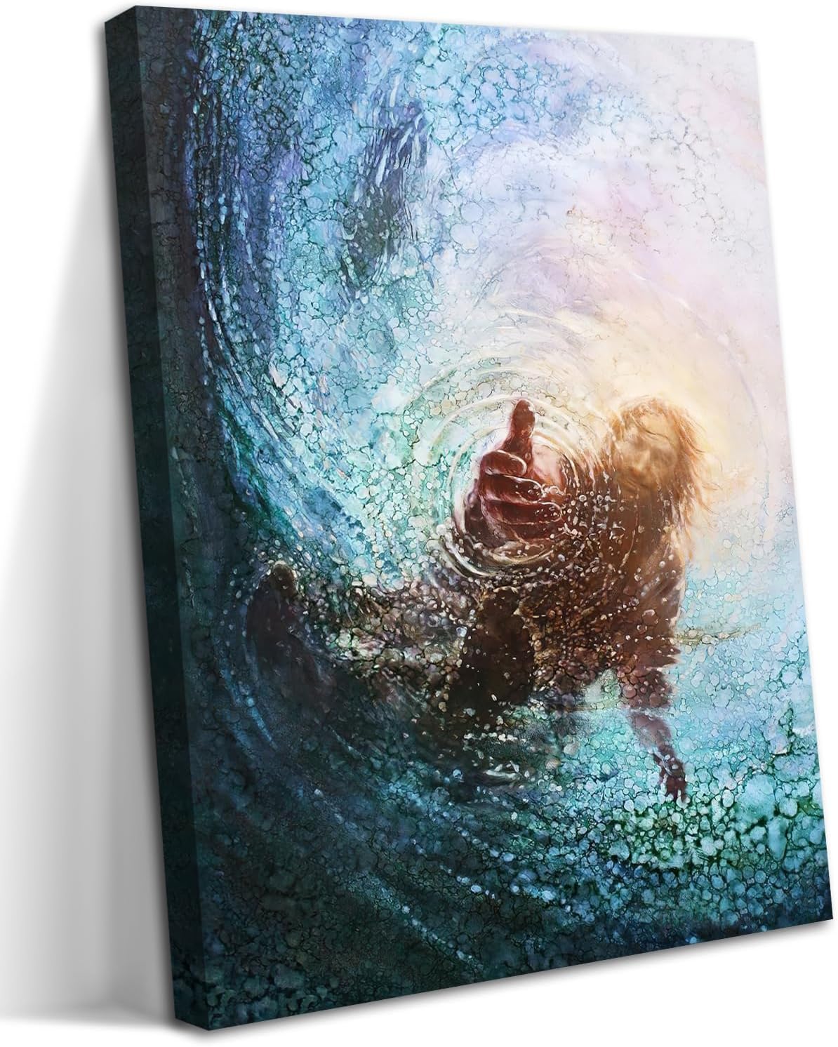 Framed Pink Canvas Wall Art — 16" — Hands of Jesus
