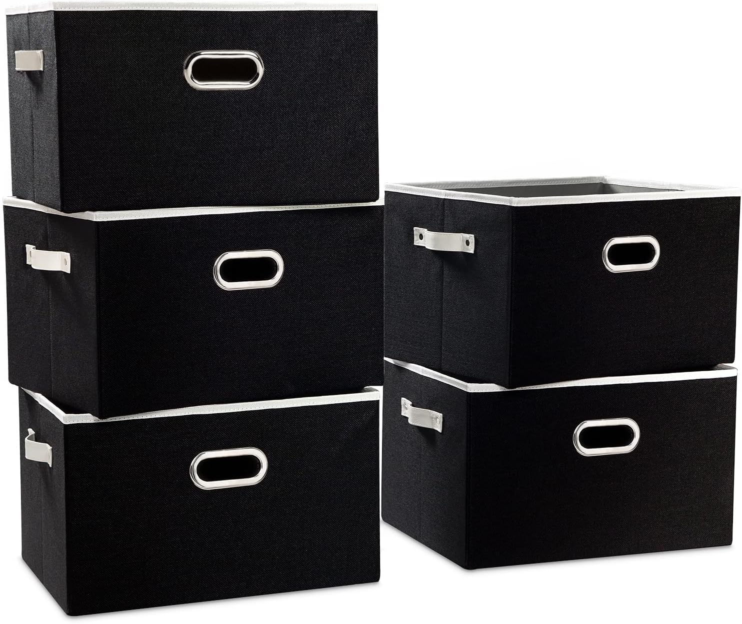Beige Storage Bin — 7" — Black
