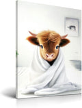 Black Framed Wall Art — 16" — Framed Cow Towel