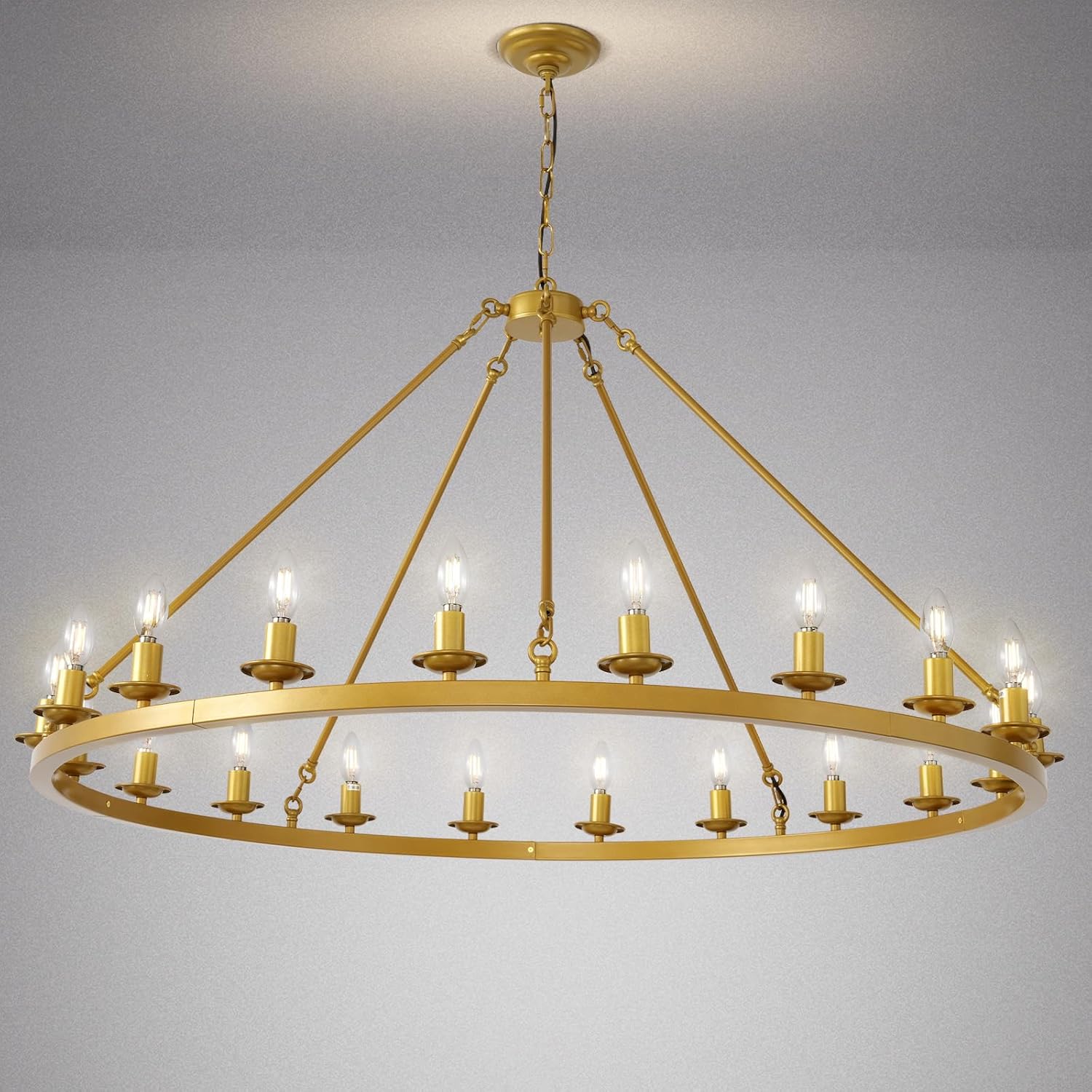 Adjustable Farmhouse Black Chandelier — 6-Light — 20-Light-Round