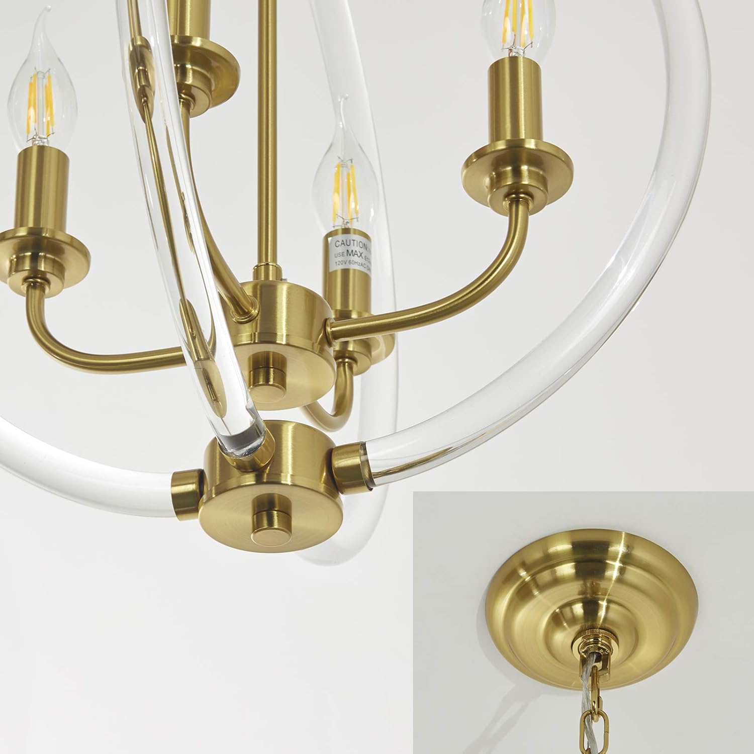 Farmhouse Metal Chandelier — 4-Light - View 7