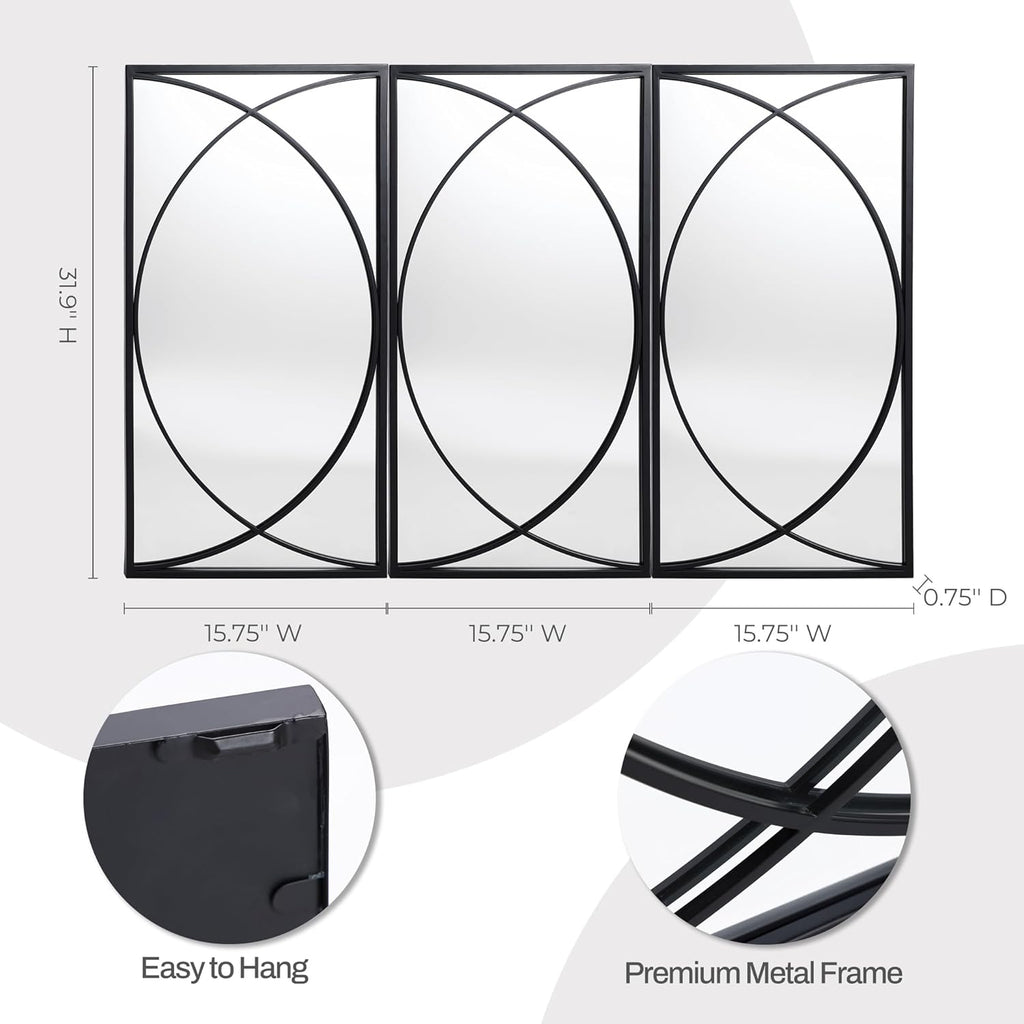 Rectangular Luxe Black Wall Mirror - View 6