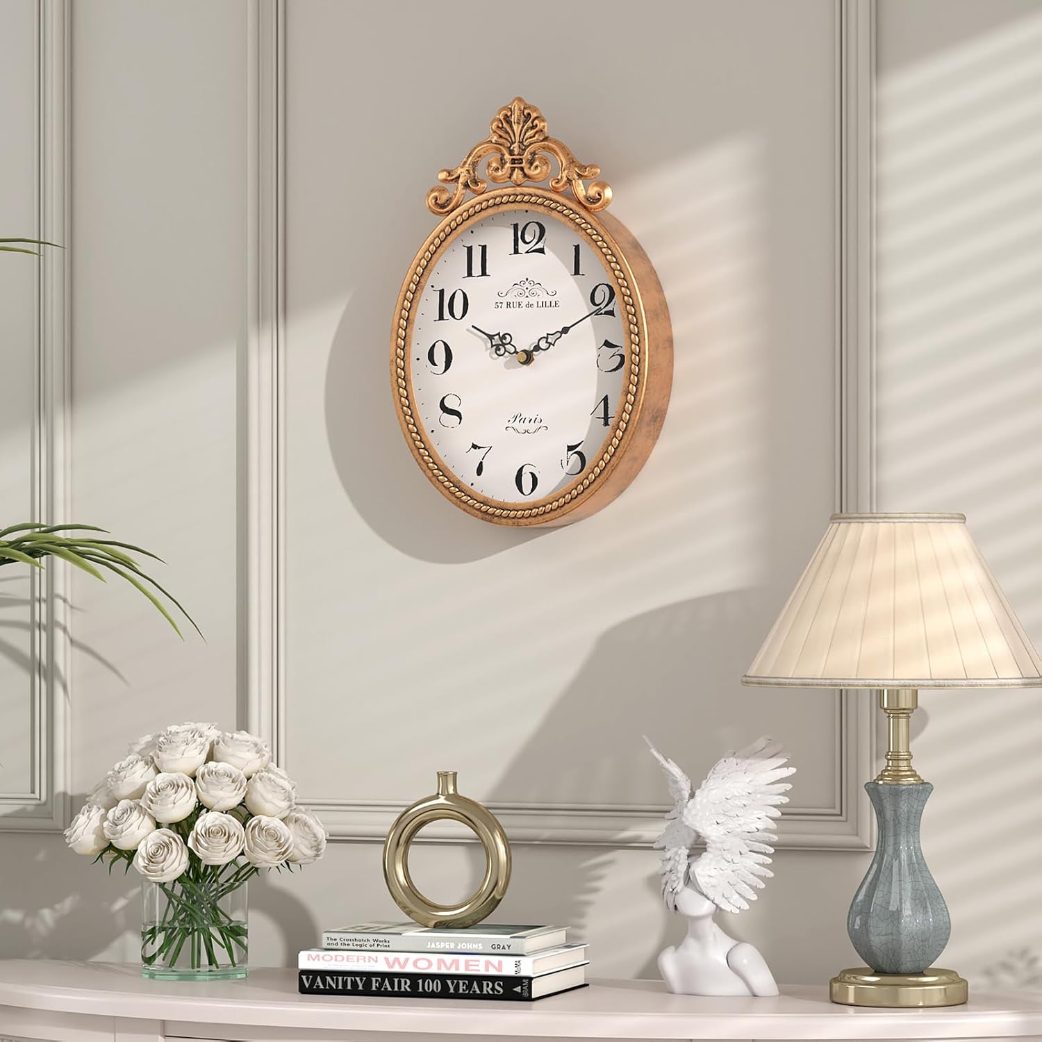 Battery Operated Boho Gold Wall Clock — 10.4" - View 5