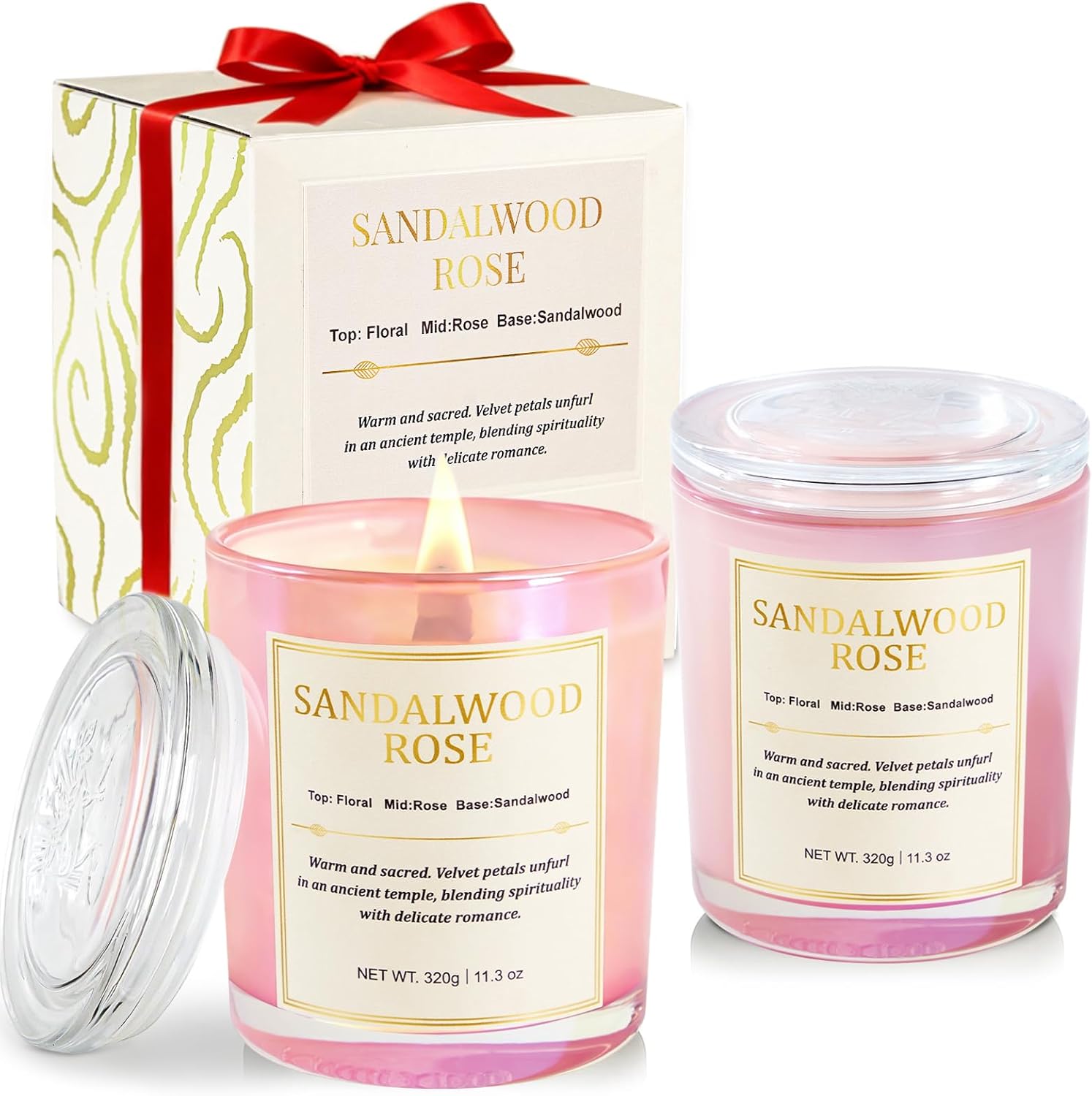 Soy Wax Beige Scented Candle — Sandalwood Rose