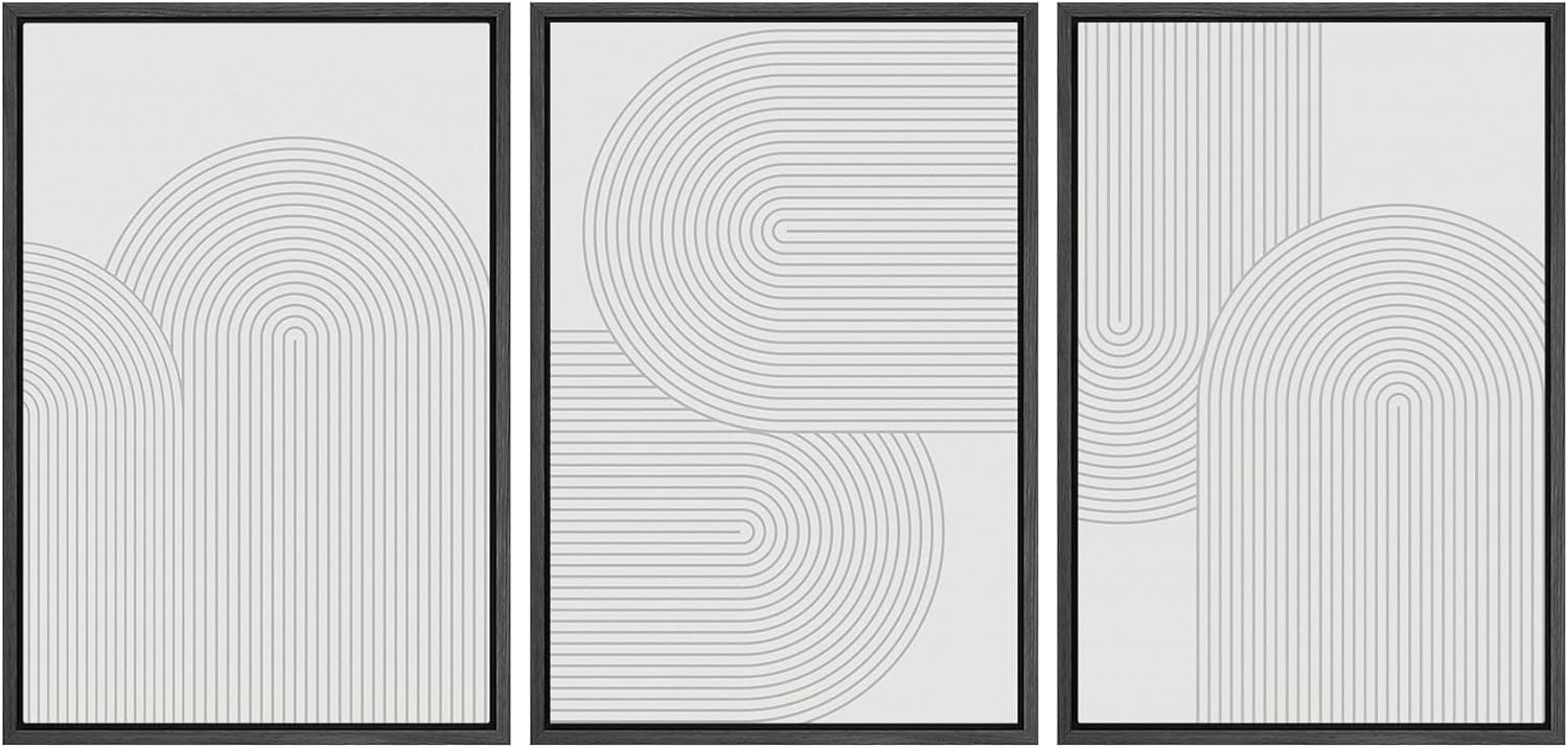 Framed Farmhouse Fabric Wall Art — 24" — 16"x24"x3 Panels Black