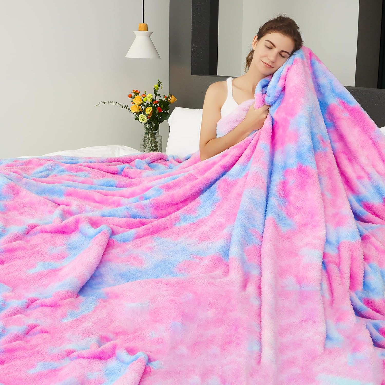 Blue Throw Pillow — 50" — Blue Pink