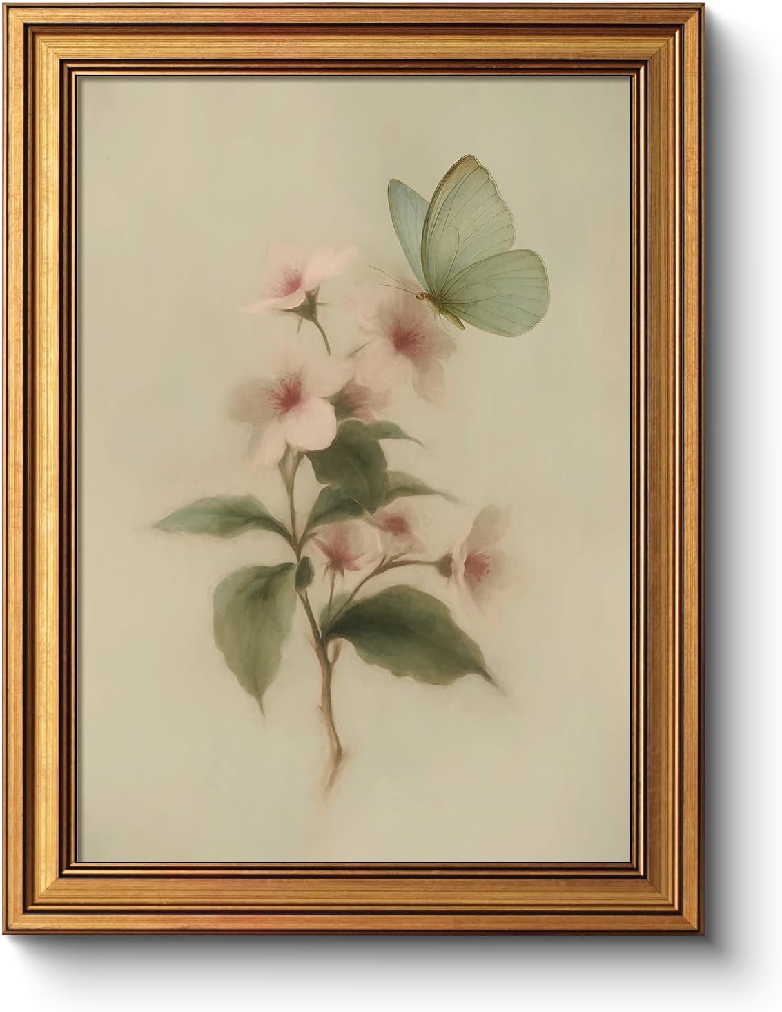 Vintage Farmhouse Blue Framed Wall Art — 16" — Hazy