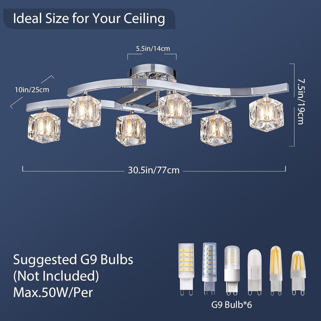 Luxe Metal Chandelier — 6-Light - View 3