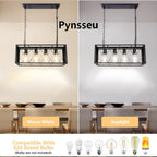 Rectangular Farmhouse Metal Pendant Light — 4-Light - View 3