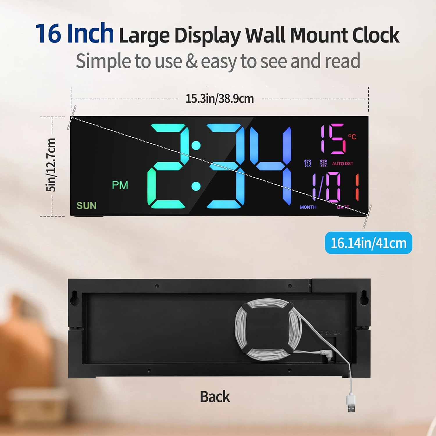 RGB Black Table Lamp — 16.2" - View 5