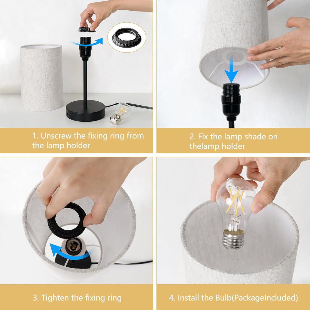Linen Modern Beige Desk Lamp - View 7
