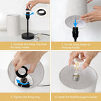Linen Modern Beige Desk Lamp - View 7