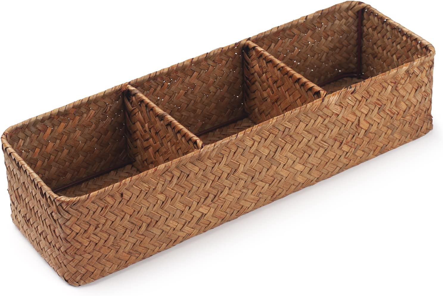 Boho Beige Storage Basket — 6" — Natural 3 Sections without Lid