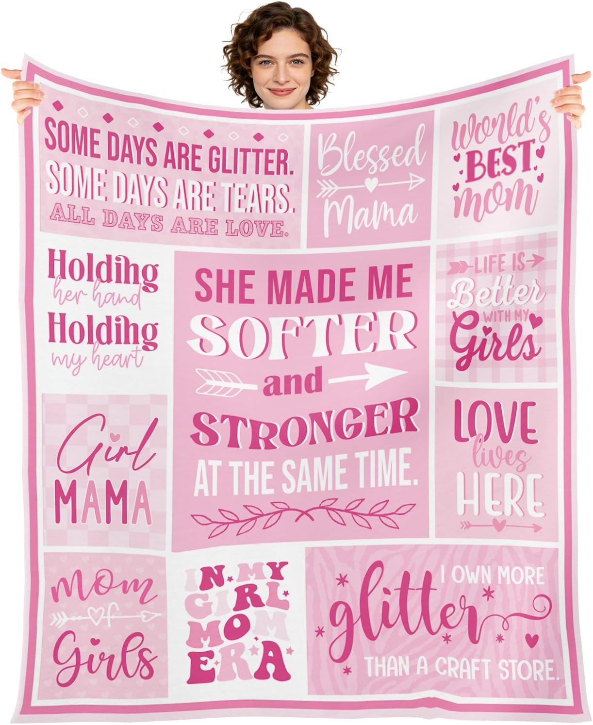 Blue Throw Pillow — 50" — Girl Mom