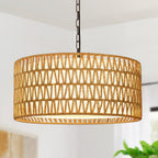 Linen Boho Black Chandelier — 5-Light — Rustic