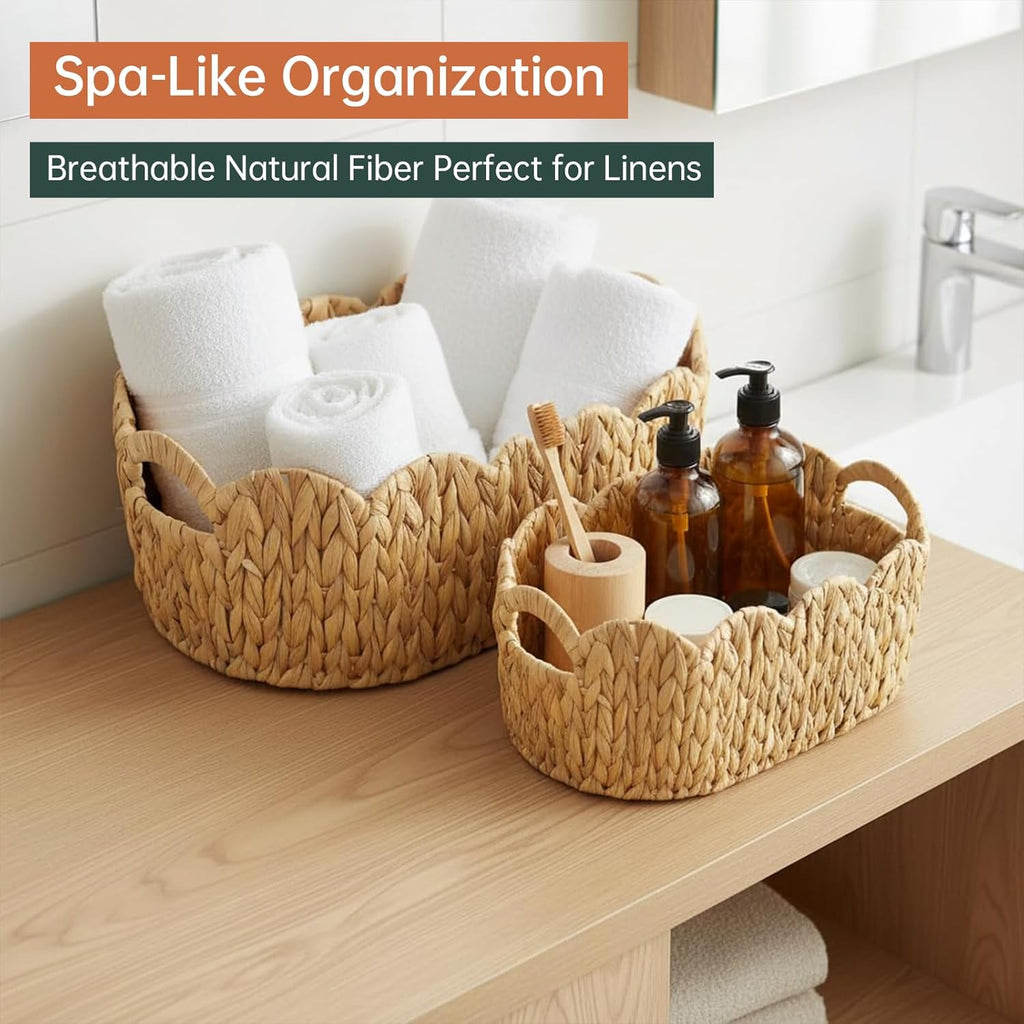 Hand-Woven Boho Rattan Storage Basket — Set of 2 - View 6