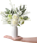 Farmhouse Blue Artificial Flowers — 11" — White Green