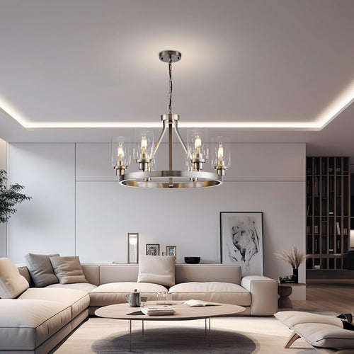 Adjustable Modern Black Chandelier — 6-Light - View 2