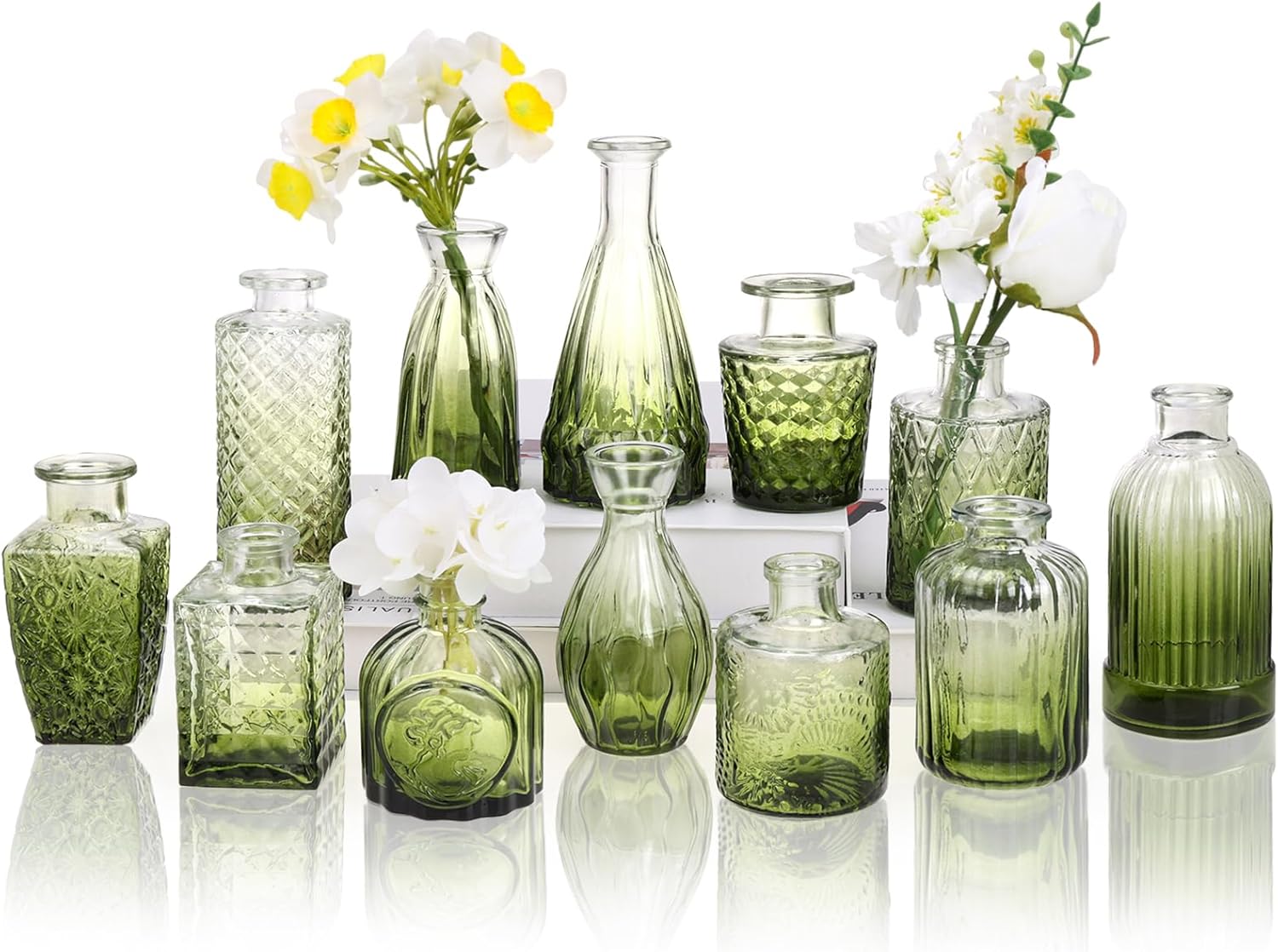 Vintage Blue Flower Vase — Green