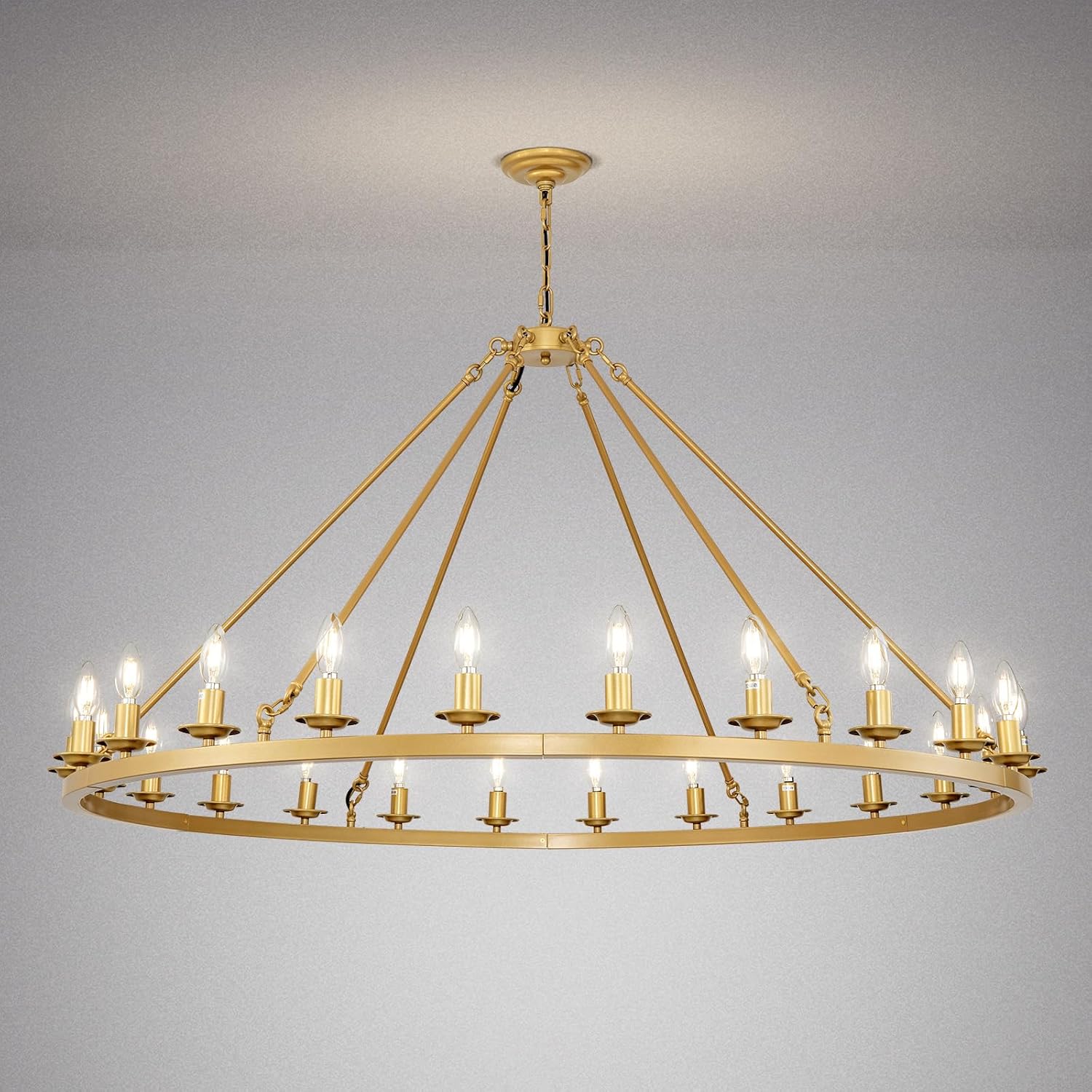 Adjustable Farmhouse Black Chandelier — 6-Light — 24-Light-Round