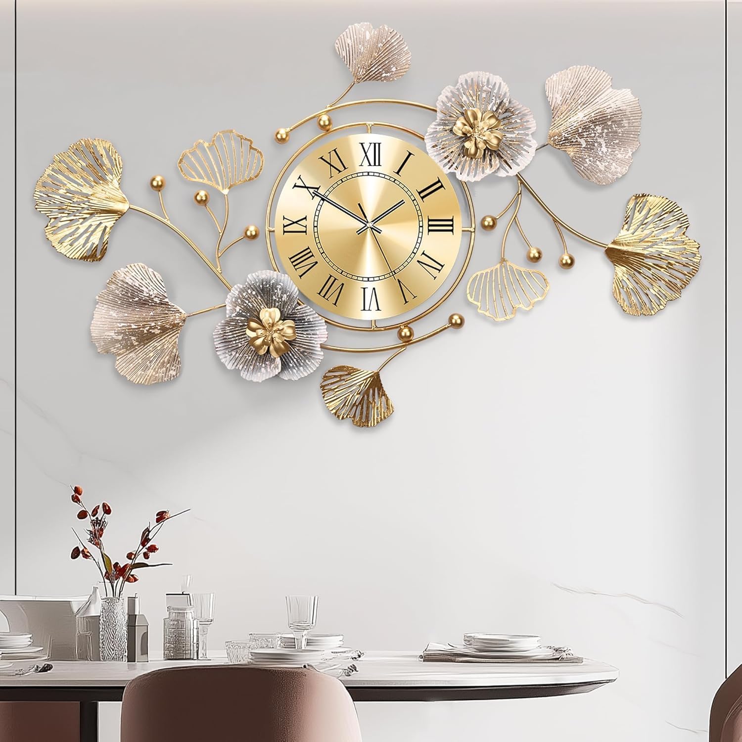 Mid-Century Blue Wall Clock — 32" — Retro Coffee Color - Rome