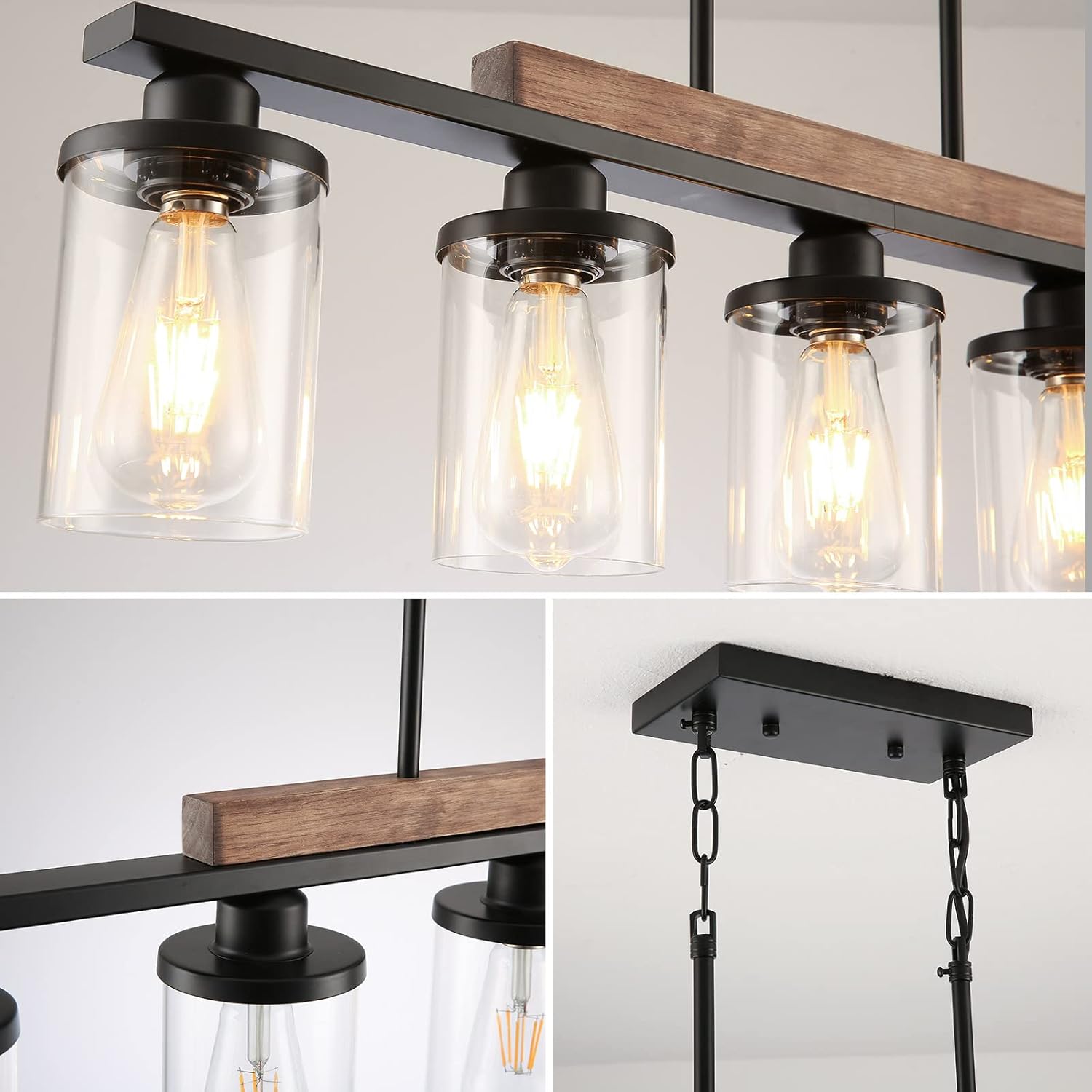 Farmhouse Black Chandelier — 5-Light - View 3
