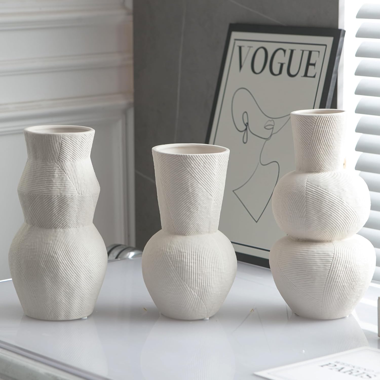 Boho Red Decorative Vase — Ribbed Vase
