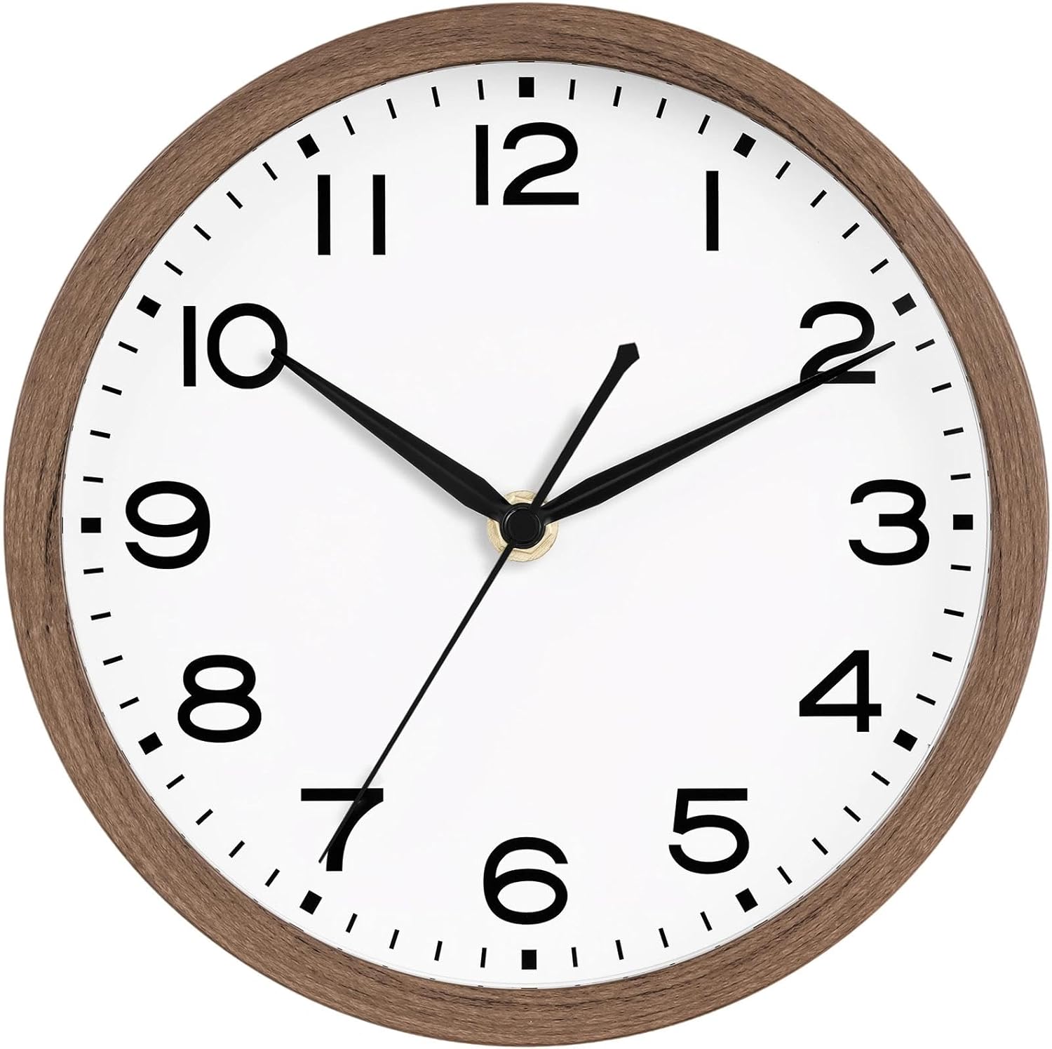 Battery Operated Black Wall Clock — 18" — Q_walnut Grain