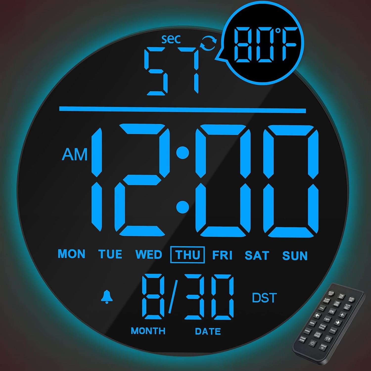 RGB Blue Wall Clock — 10" — Blue