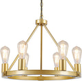 Farmhouse Black Chandelier — 6-Light — Gold