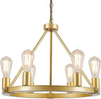 Farmhouse Black Chandelier — 6-Light — Gold