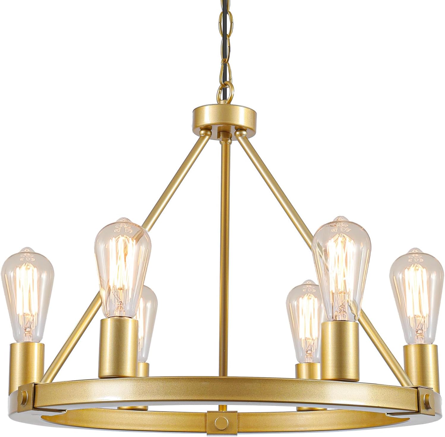 Farmhouse Black Chandelier — 6-Light — Gold