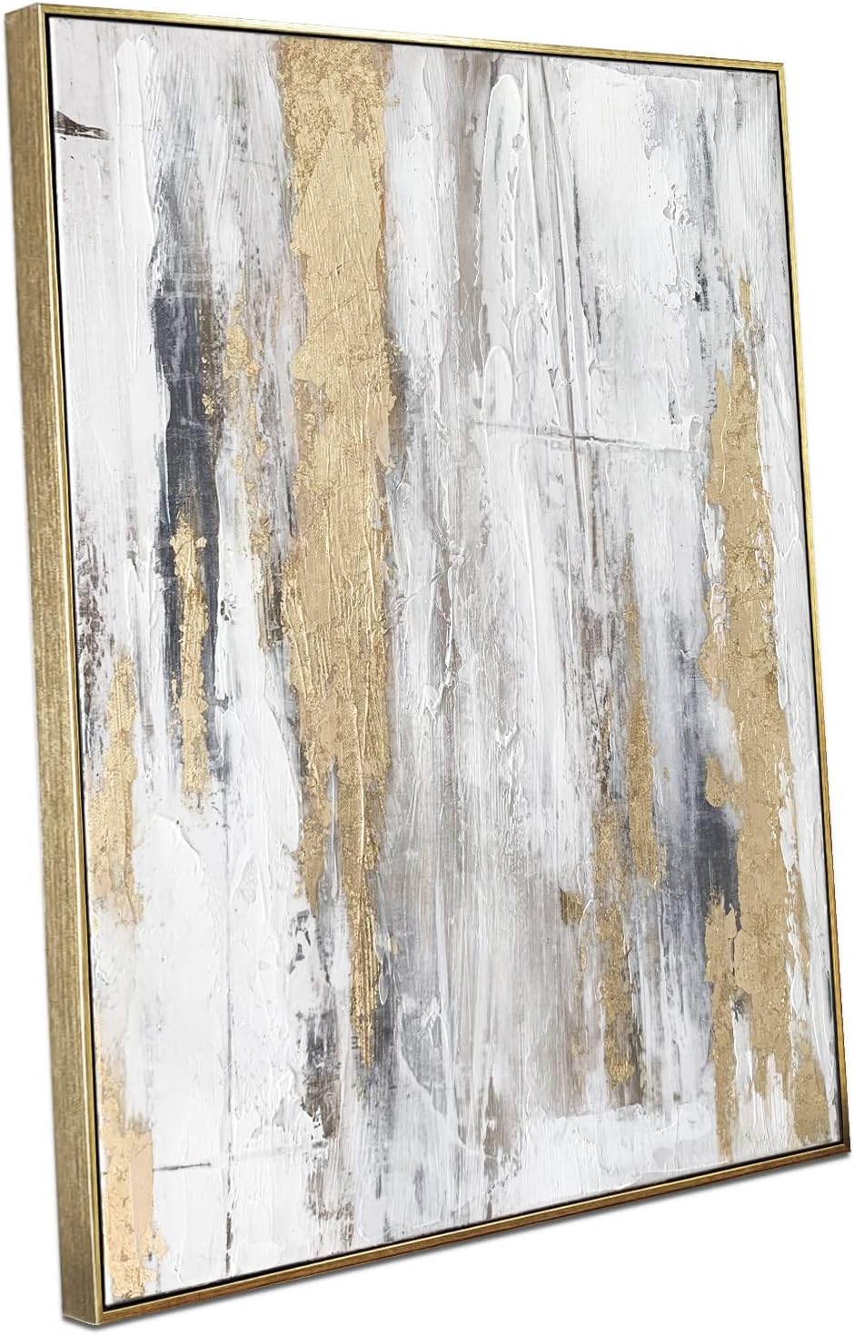 Framed Luxe Gold Canvas Wall Art — 16" — Gold & Gray