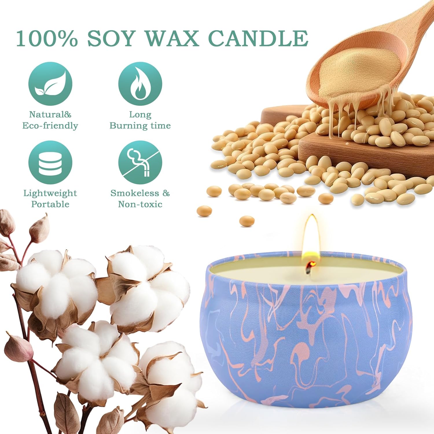 Soy Wax Metal Scented Candle — Set of 4 - View 3