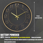 Battery Operated Luxe Black Wall Clock — 10" - View 7