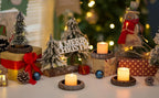 Round Farmhouse Brown Pillar Candle — Set of 2 - View 9