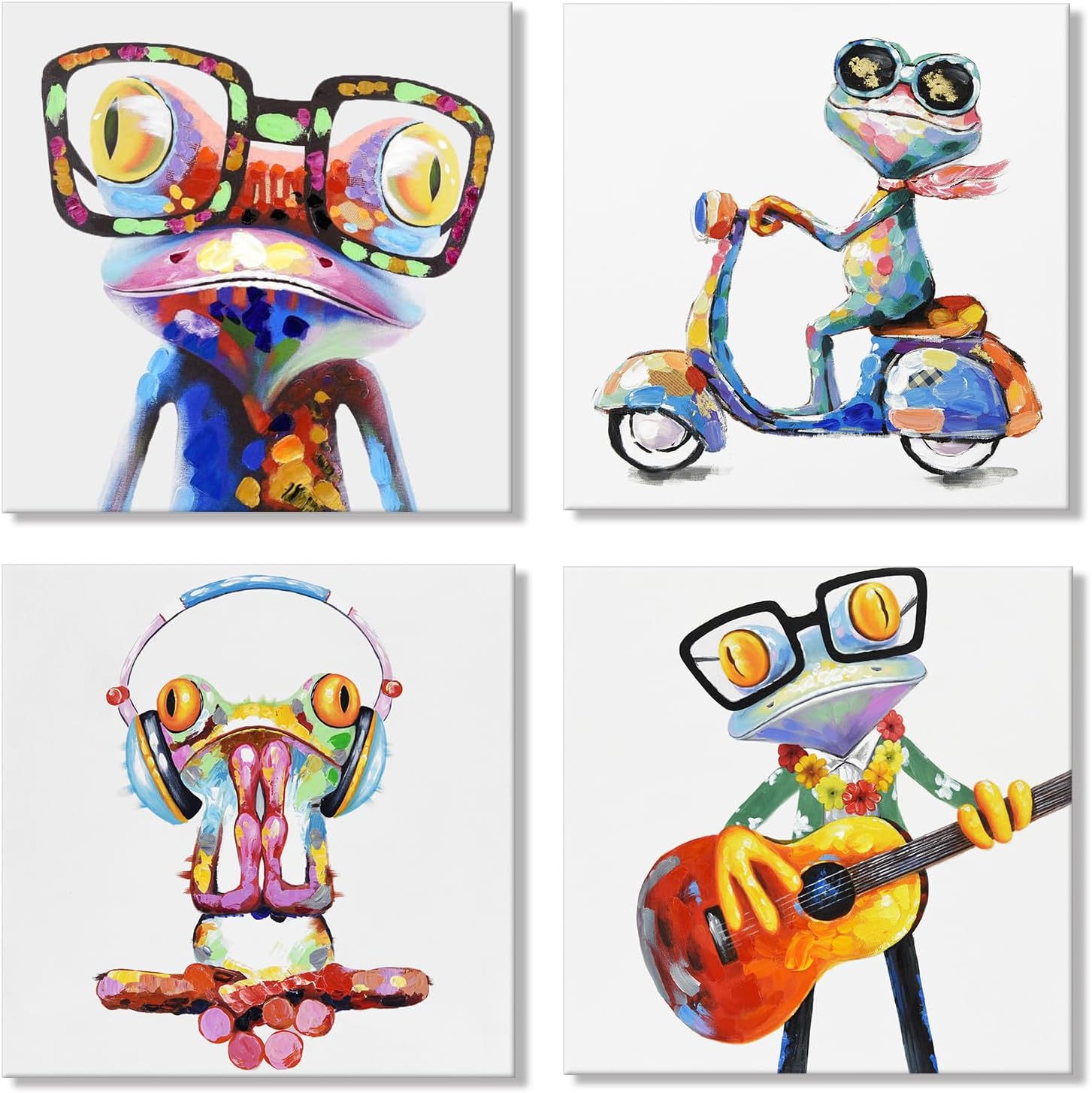 Modern Metal Canvas Wall Art — 12" — Frog-01