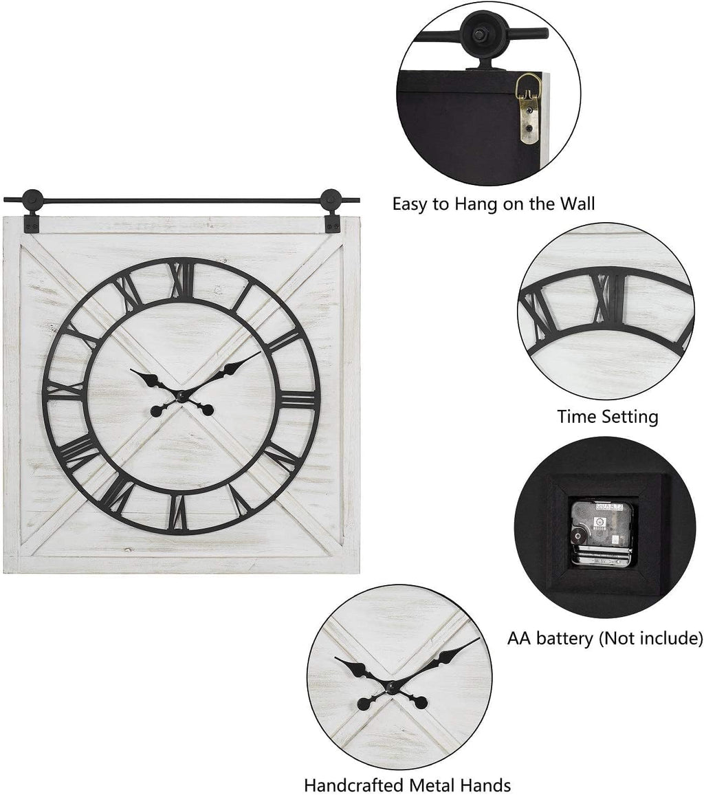 Battery Operated Farmhouse Wall Clock — 29.5" - View 4