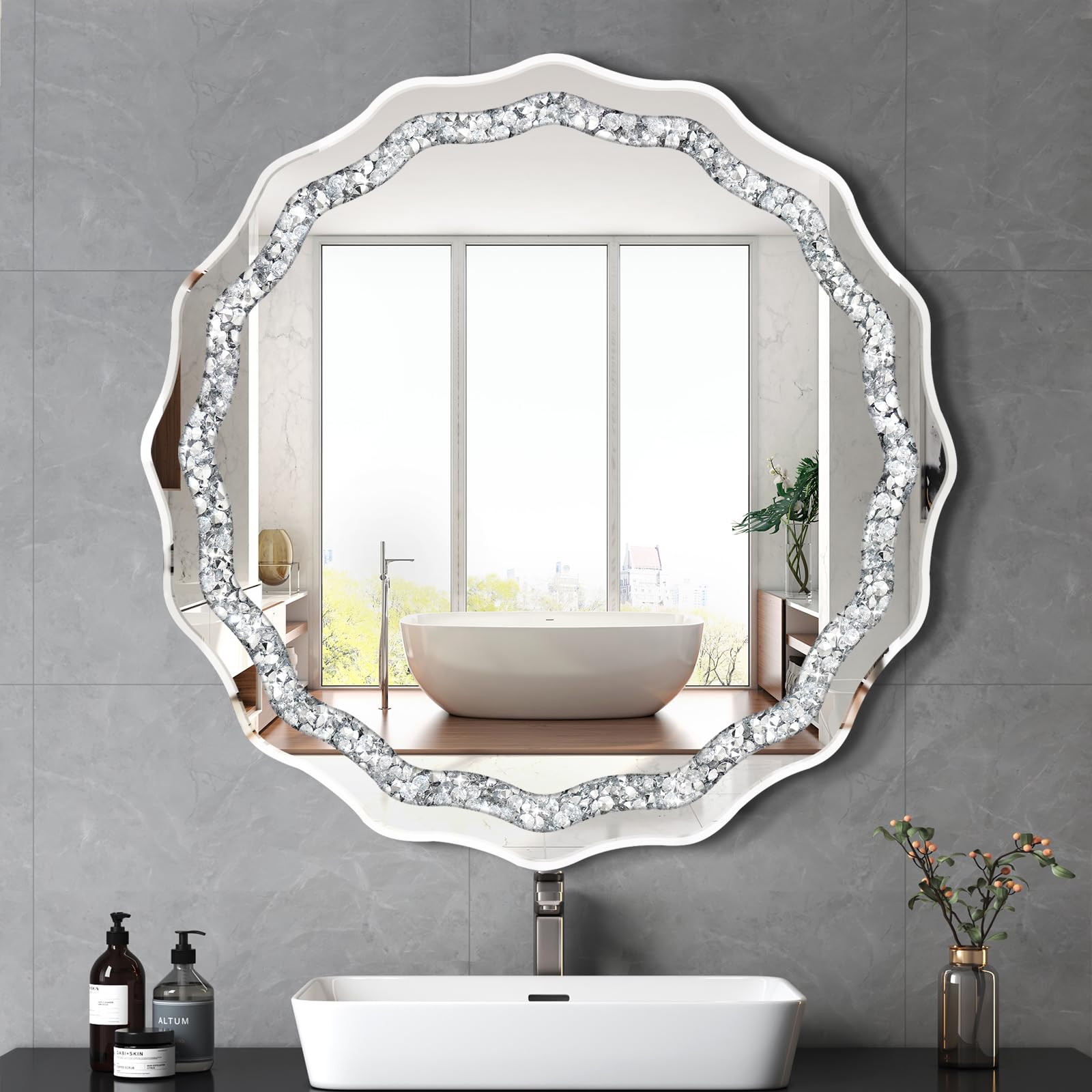 Beveled Luxe Silver Wall Mirror — 31.5"